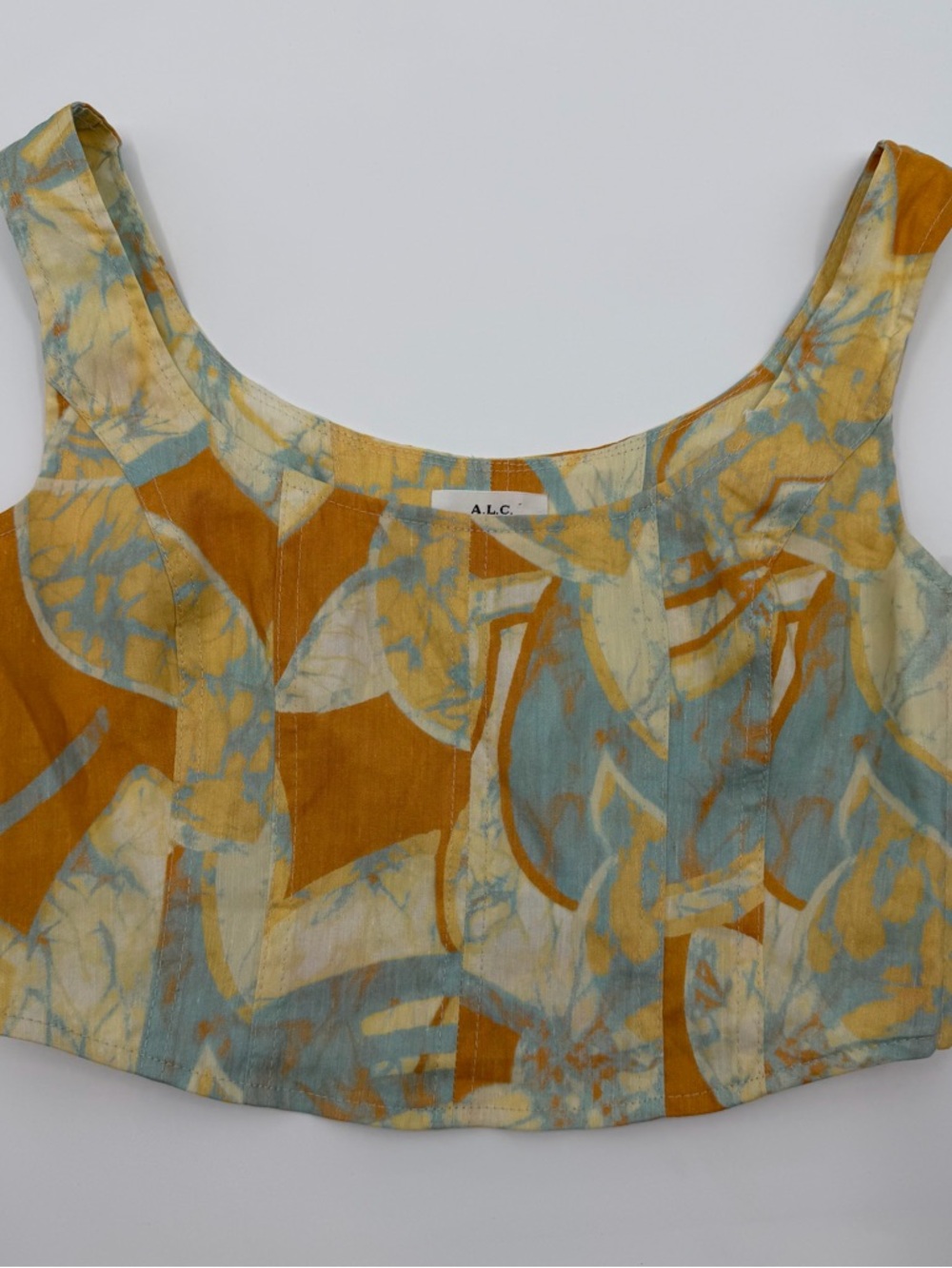 A.L.C. Isabel Sea Glass Crop Top Linen Blend Size 0